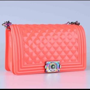 Glossy Diamond Pattern Iridescent Jelly Crossbody Bag NEW